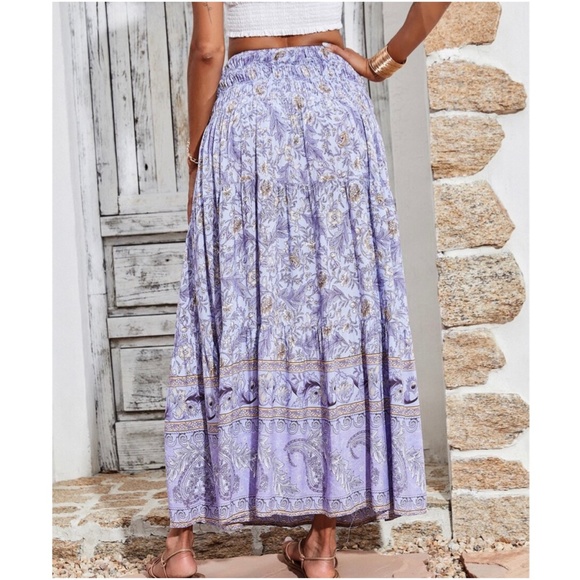 Boho Paisley Print Cottagecore Maxi Skirt - Picture 7 of 10